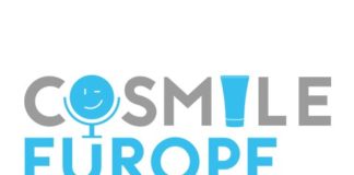 Logo der Cosmile Europe in Grau und Hellblau