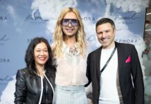 Bill Kaulitz und SEPHORA feiern Launch von „Himmel“ Eine Frau und zwei Männer stehen nebeneinander.