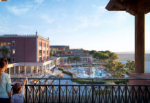 Cavallino Bianco an der Adria Ansicht vom Balkon auf die Hotelanlage Cavallino Bianco Caorle Venezia