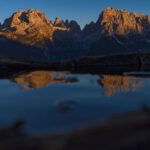 Casa Cook in den Dolomiten Gipfel der Dolomiten von der Abendsonne beschienen