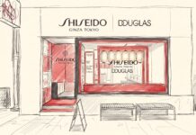 Shiseido bringt den Spirit von Tokyo nach Düsseldorf Bleistift-Zeichnung des Pop-Up-Stores.
