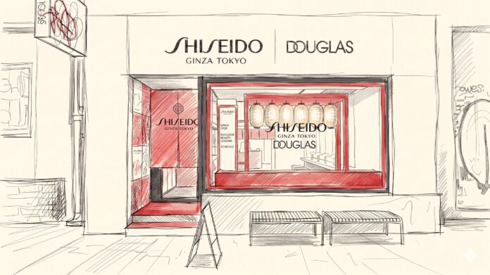 Bleistift-Zeichnung des Pop-Up-Stores.