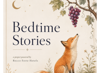 Roco Forte Hotels vereint internationale Talente für „Bedtime Stories“ Gemaltes Bild mit einem kleinen Fuchs, der unter einer Weintraube sitzt.